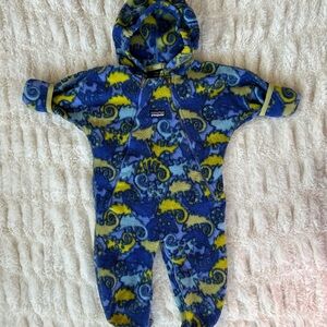 Made in USA Patagonia Iguana Print Fleece Bunting Vintage 6-12 months